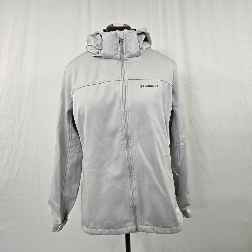 Columbia Kruser Ridge Softshell Jacket Women's XXL Light Gray Full Zip Up Hooded